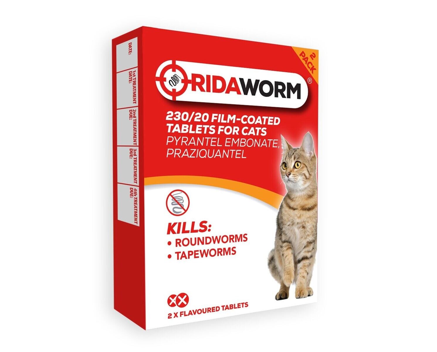 RidaWORM Grilled Meat Flavour Film-Coated Tablets for Cats - 2 tablets